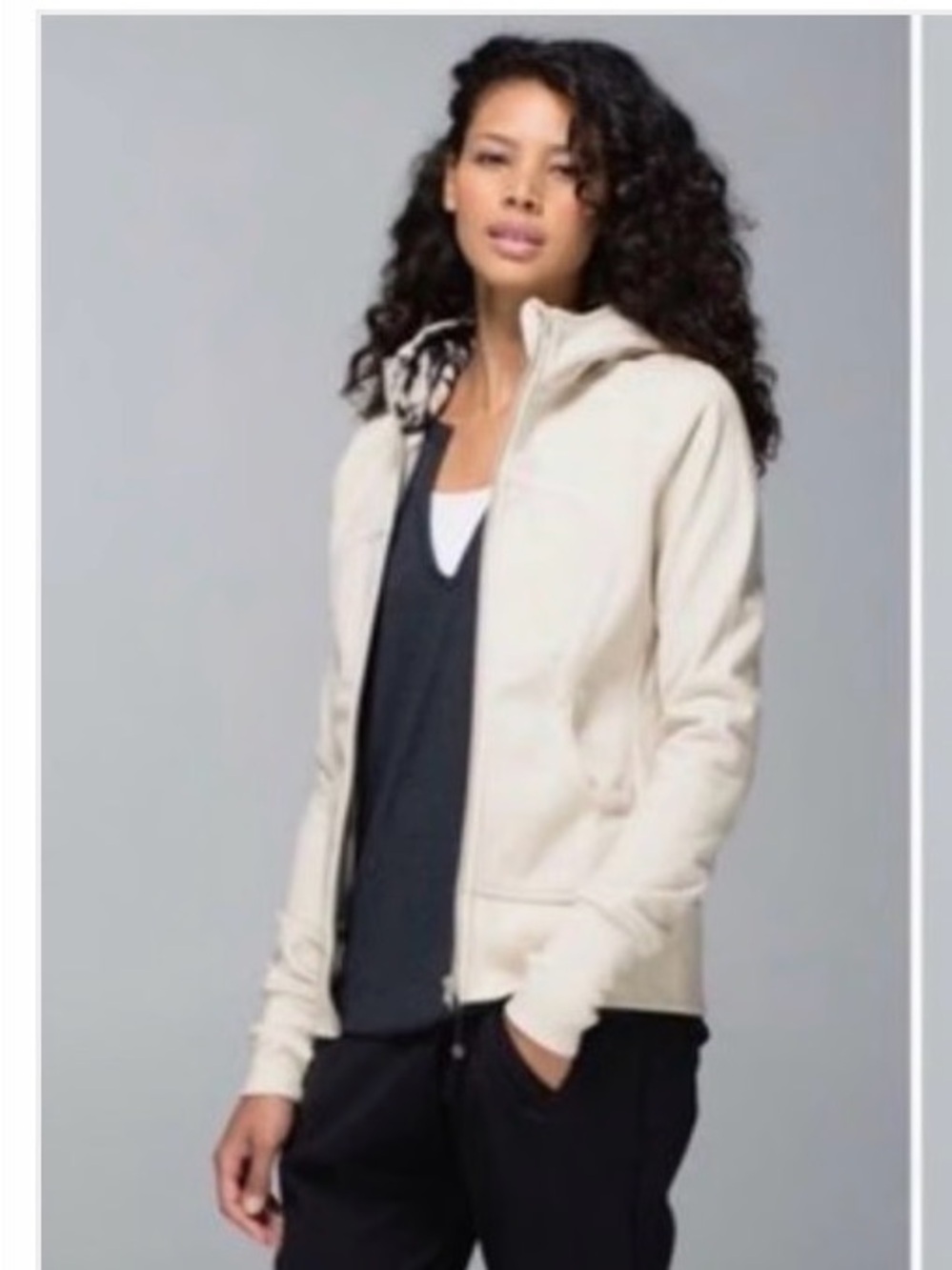 Lululemon Cream Zip-Up Hooded Jacket NWOT